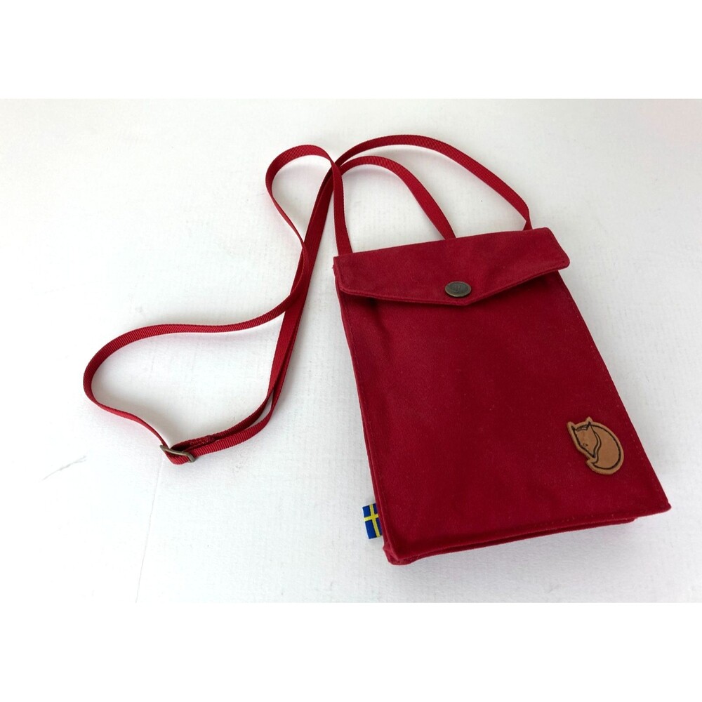 Fjallraven Pocket Bag G-1000 Crossbody Red Canvas Travel Hiking Snap Zip Pocket